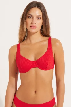 Ribbed Recycled Microfiber Balconette Bikini Top - Balconette - Women | Tezenis