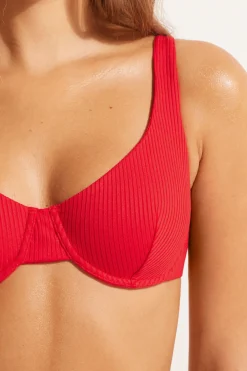 Ribbed Recycled Microfiber Balconette Bikini Top - Balconette - Women | Tezenis