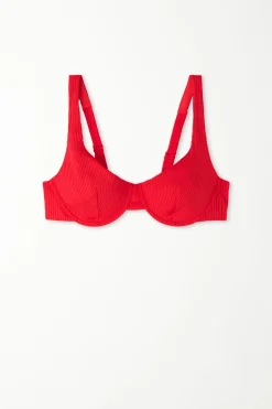 Ribbed Recycled Microfiber Balconette Bikini Top - Balconette - Women | Tezenis