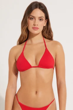 Ribbed Recycled Microfiber Removable Cup Triangle Bikini Top - Triangle - Women | Tezenis
