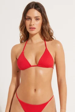Ribbed Recycled Microfiber Removable Cup Triangle Bikini Top - Triangle - Women | Tezenis
