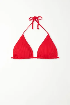 Ribbed Recycled Microfiber Removable Cup Triangle Bikini Top - Triangle - Women | Tezenis