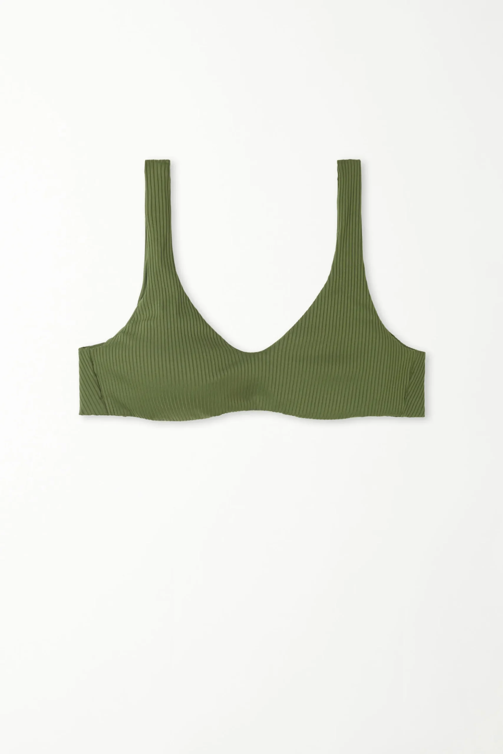 Ribbed Recycled Microfiber Removable Padding Bikini Bra Top - Bikini Tops - Women | Tezenis