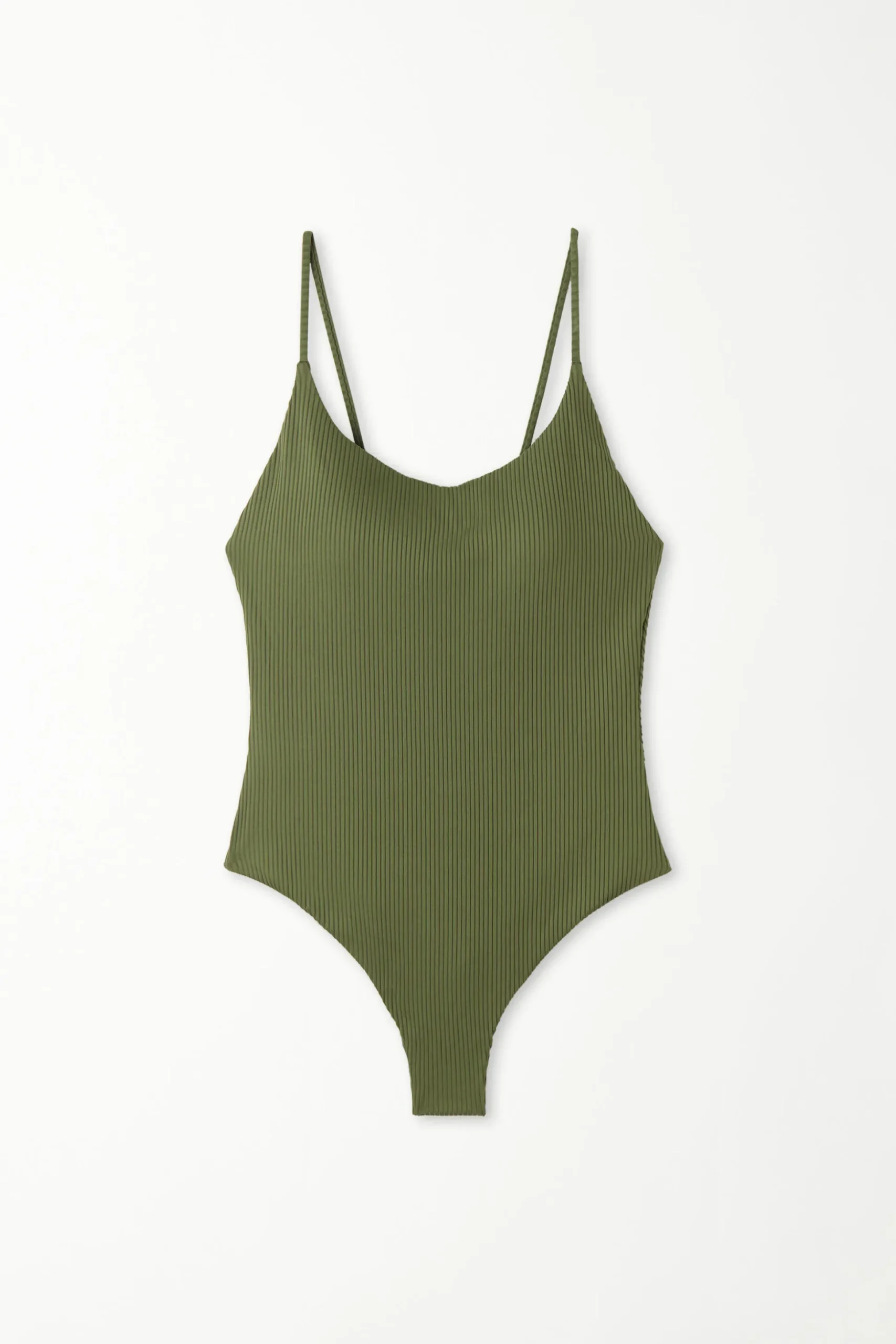 Ribbed Recycled Microfiber Padded One-Piece Swimsuit - One-piece Swimsuits - Women | Tezenis