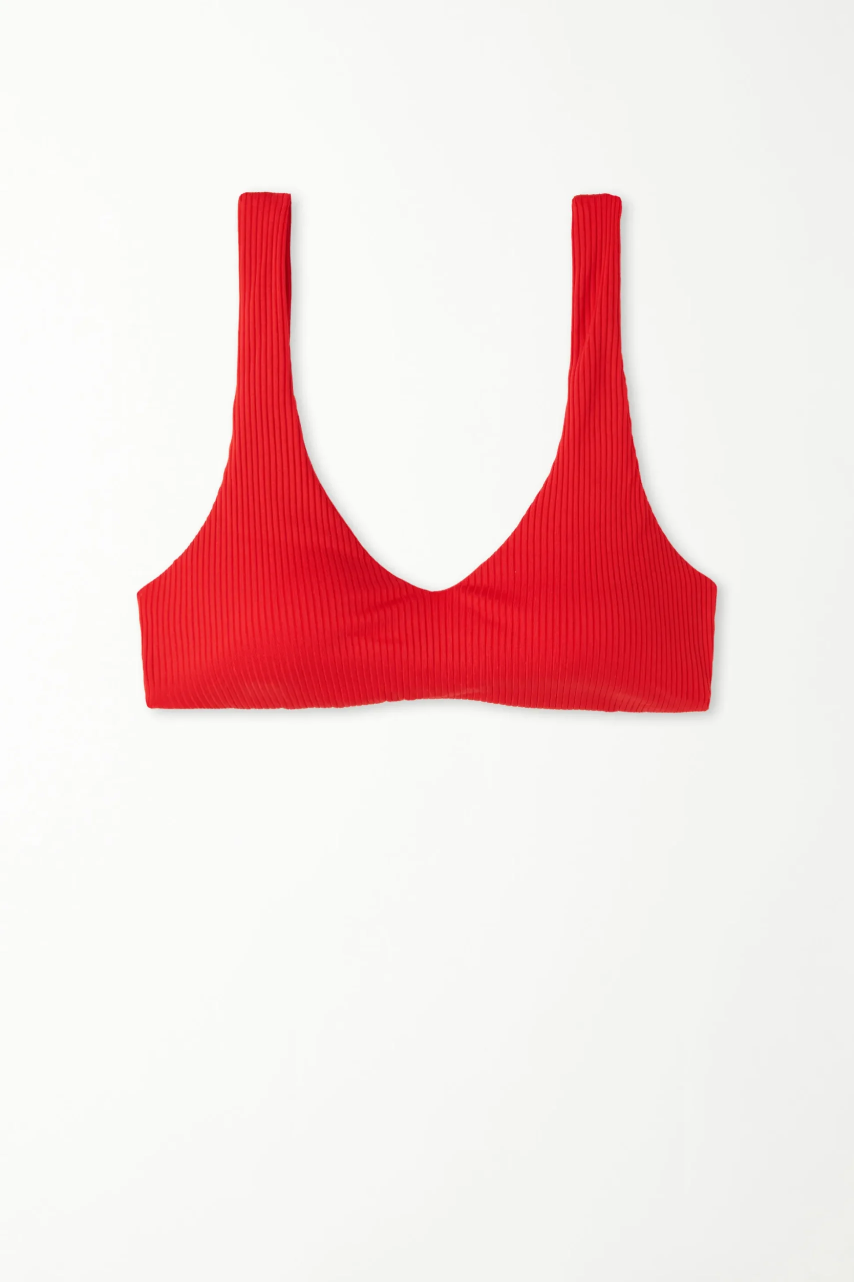Ribbed Recycled Microfiber Removable Padding Bikini Bra Top - Bikini Tops - Women | Tezenis