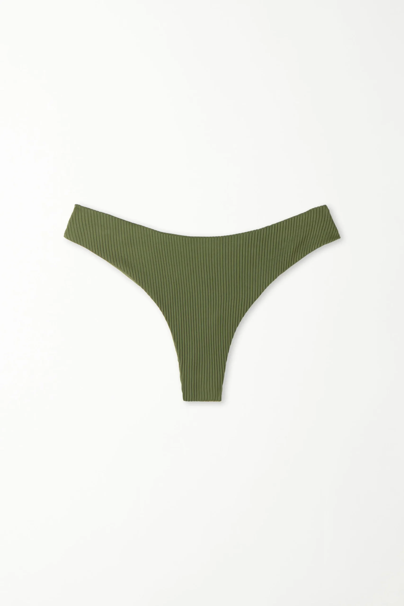 Ribbed Recycled Microfiber Rounded High Leg Brazilian Bikini Bottoms - Brazilian Cut - Women | Tezenis