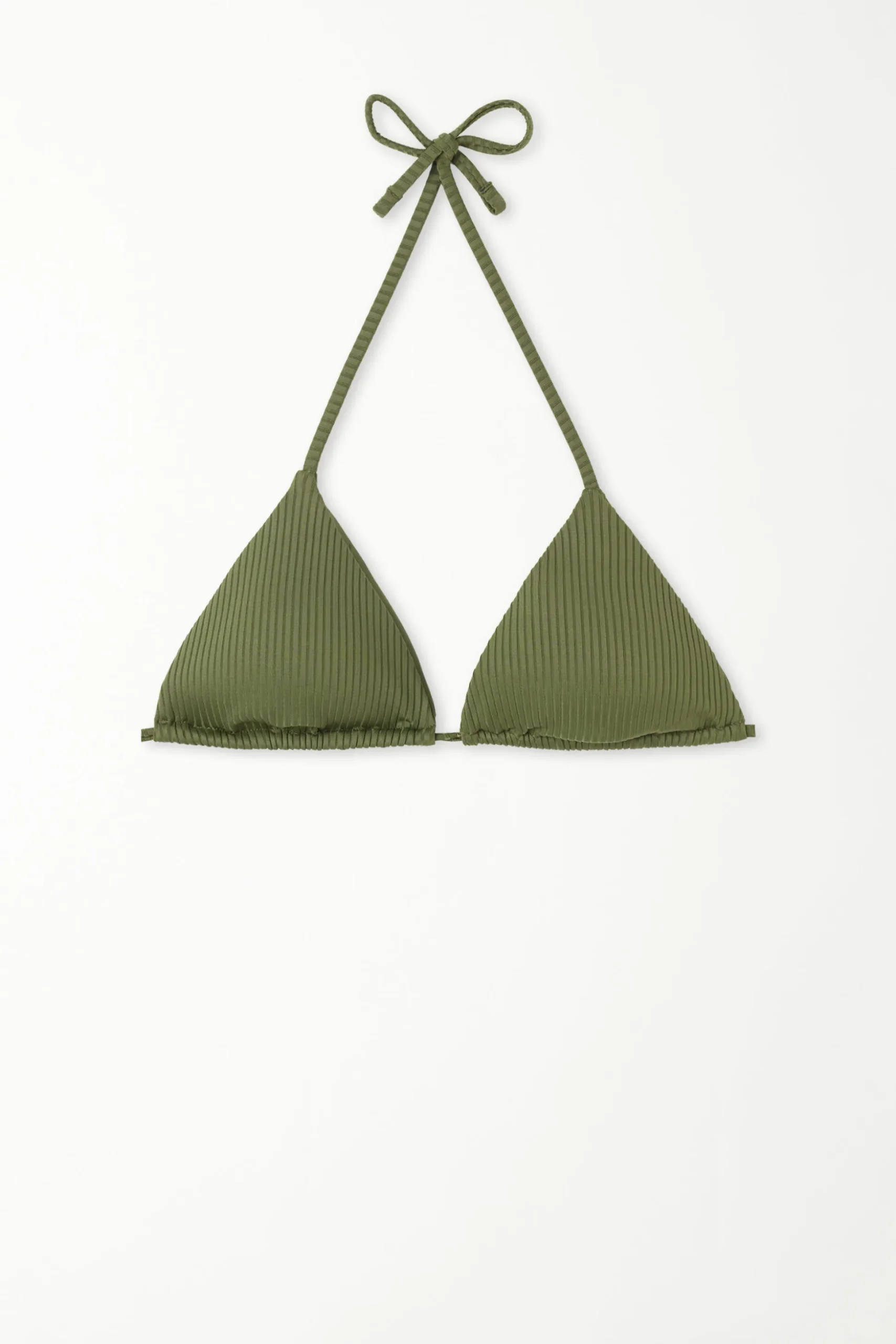 Ribbed Recycled Microfiber Removable Cup Triangle Bikini Top - Triangle - Women | Tezenis