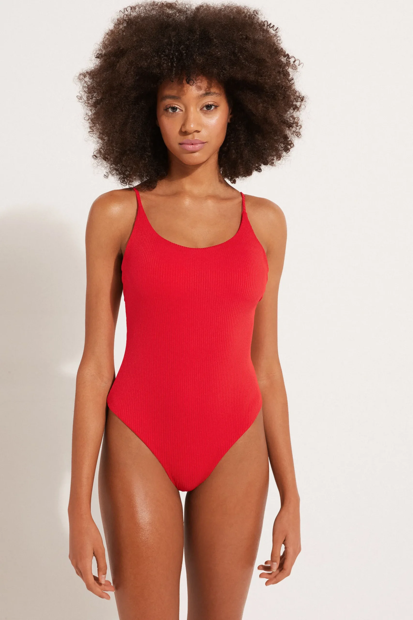Ribbed Recycled Microfiber Padded One-Piece Swimsuit - One-piece Swimsuits - Women | Tezenis