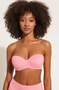 Ribbed Recycled Microfiber Padded Bandeau Bikini Top - Bandeau And Strapless - Women | Tezenis