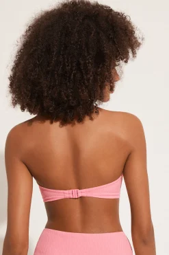 Ribbed Recycled Microfiber Padded Bandeau Bikini Top - Bandeau And Strapless - Women | Tezenis