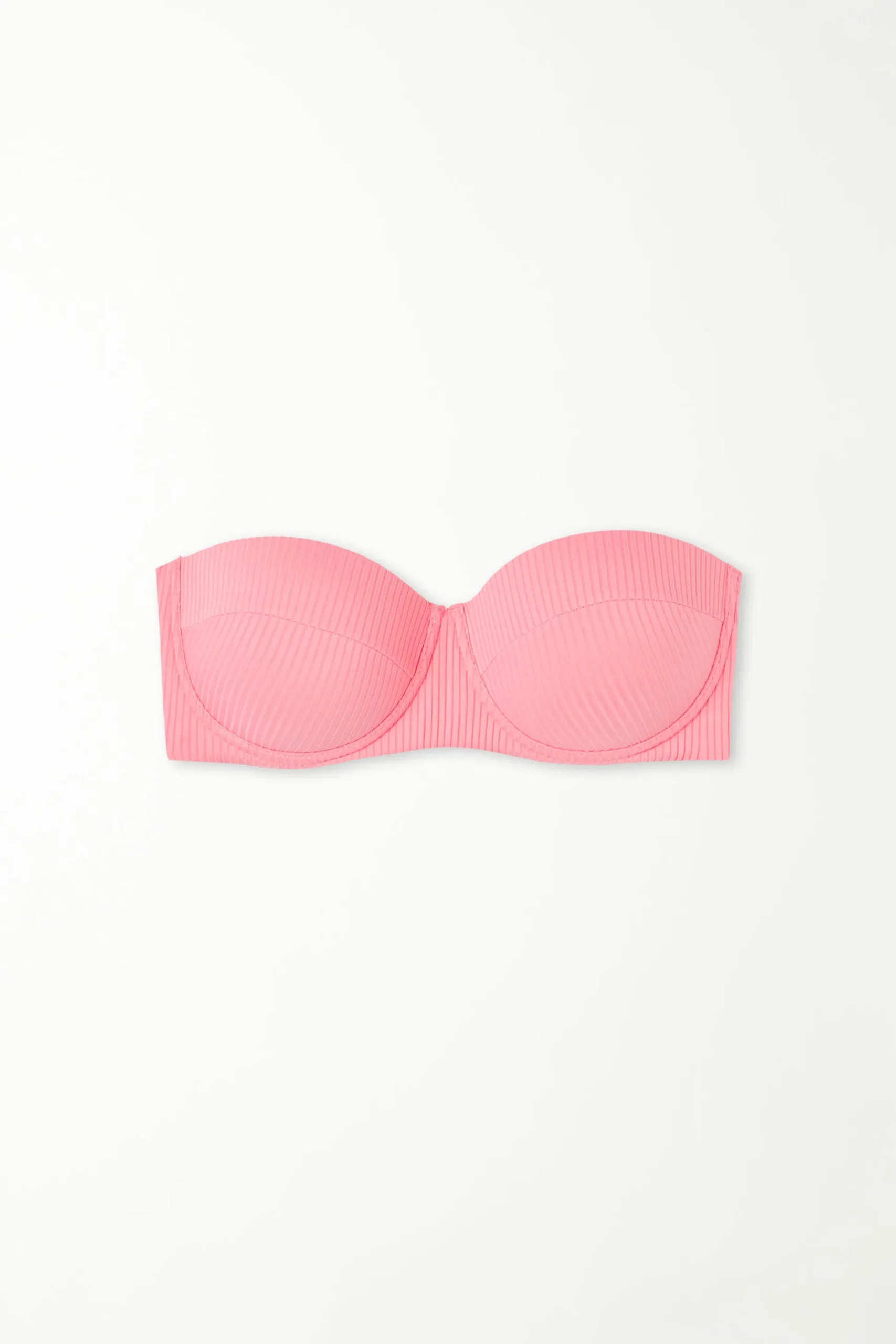 Ribbed Recycled Microfiber Padded Bandeau Bikini Top - Bandeau And Strapless - Women | Tezenis