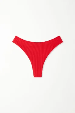 Ribbed Recycled Microfiber Brazilian Bikini Bottoms - Brazilian Cut - Women | Tezenis