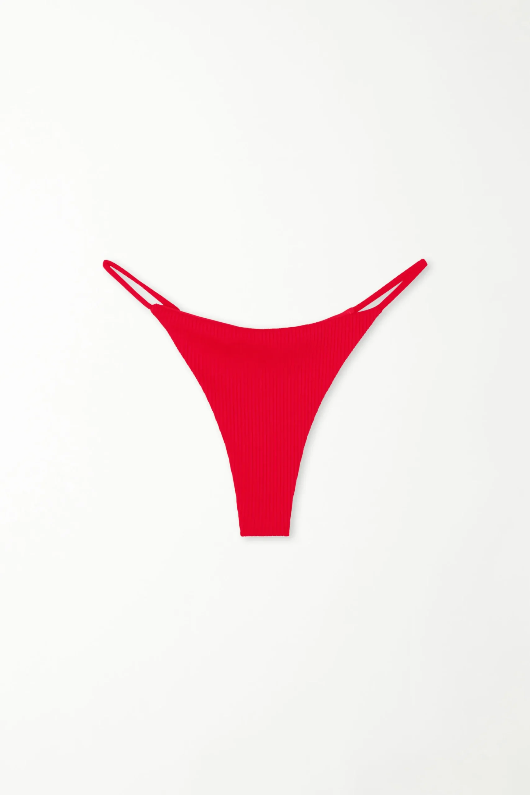 Ribbed Recycled Microfiber String Thong Bikini Bottoms - Brazilian Cut - Women | Tezenis