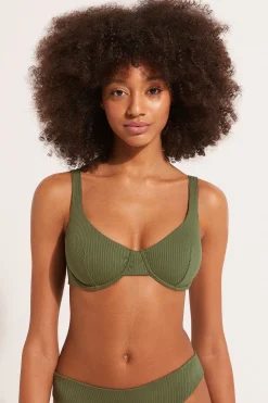 Ribbed Recycled Microfiber Balconette Bikini Top - Balconette - Women | Tezenis