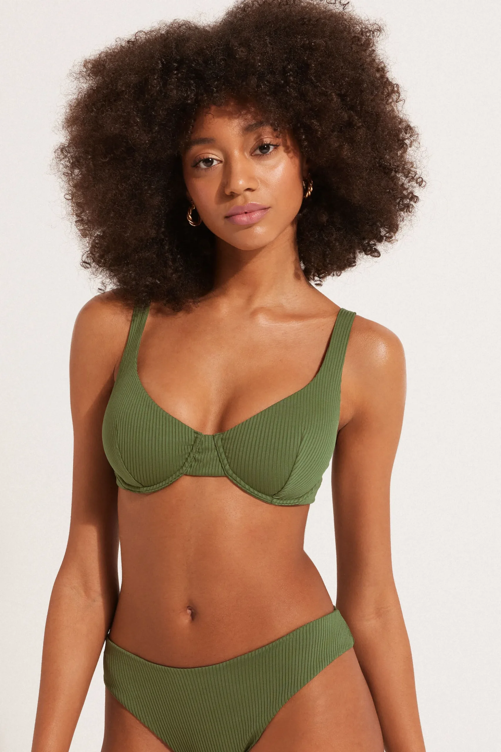 Ribbed Recycled Microfiber Balconette Bikini Top - Balconette - Women | Tezenis