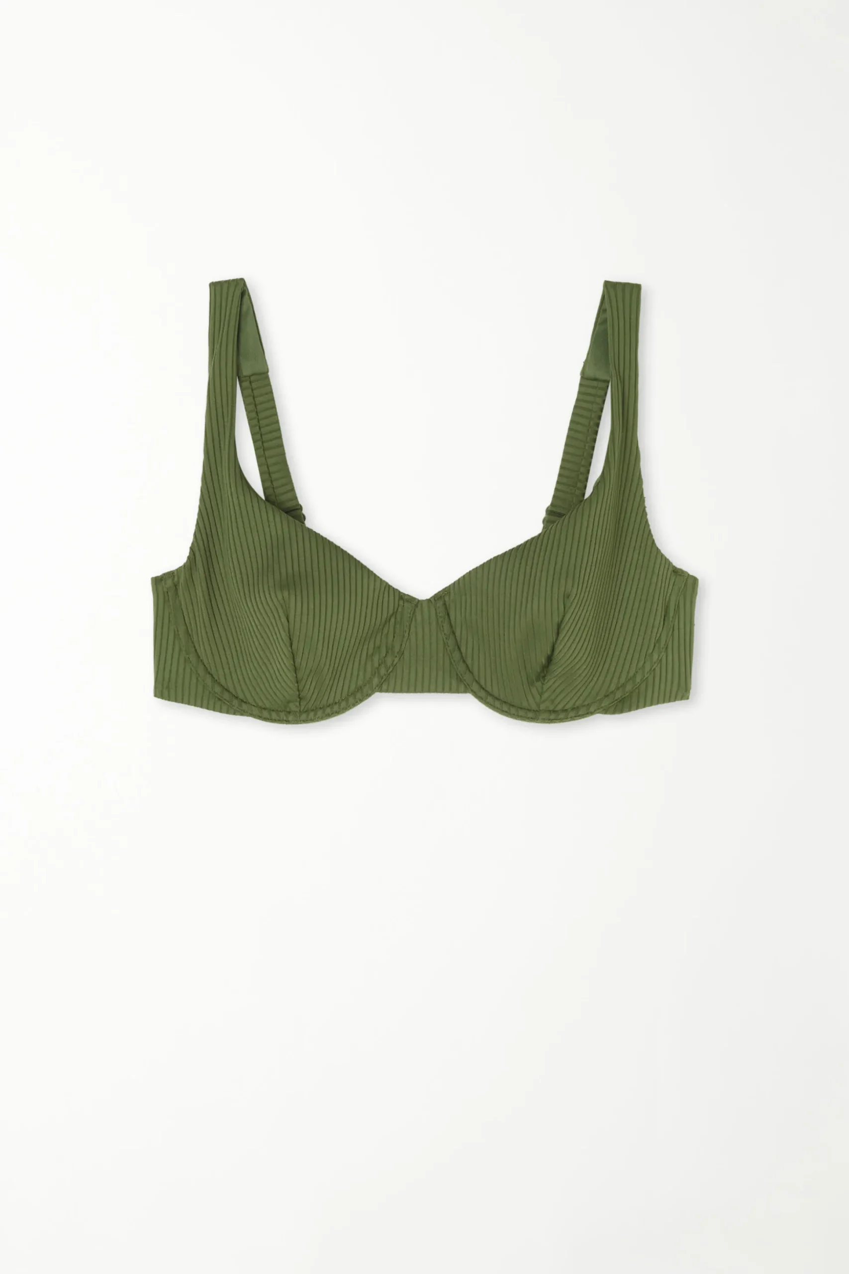 Ribbed Recycled Microfiber Balconette Bikini Top - Balconette - Women | Tezenis