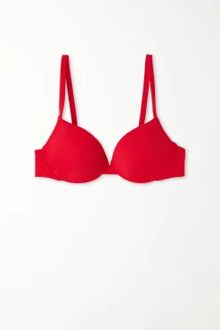 Ribbed Recycled Microfiber Padded Push-Up Bikini Top - Push-up - Women | Tezenis