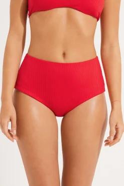 Ribbed Recycled Microfiber High Waist Bikini Bottoms - Classic - Women | Tezenis