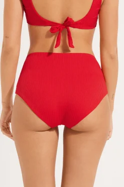Ribbed Recycled Microfiber High Waist Bikini Bottoms - Classic - Women | Tezenis