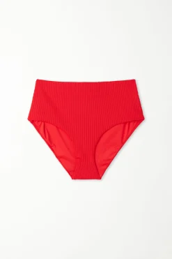 Ribbed Recycled Microfiber High Waist Bikini Bottoms - Classic - Women | Tezenis