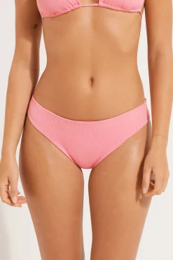 Ribbed Recycled Microfiber Rounded High Leg Brazilian Bikini Bottoms - Brazilian Cut - Women | Tezenis