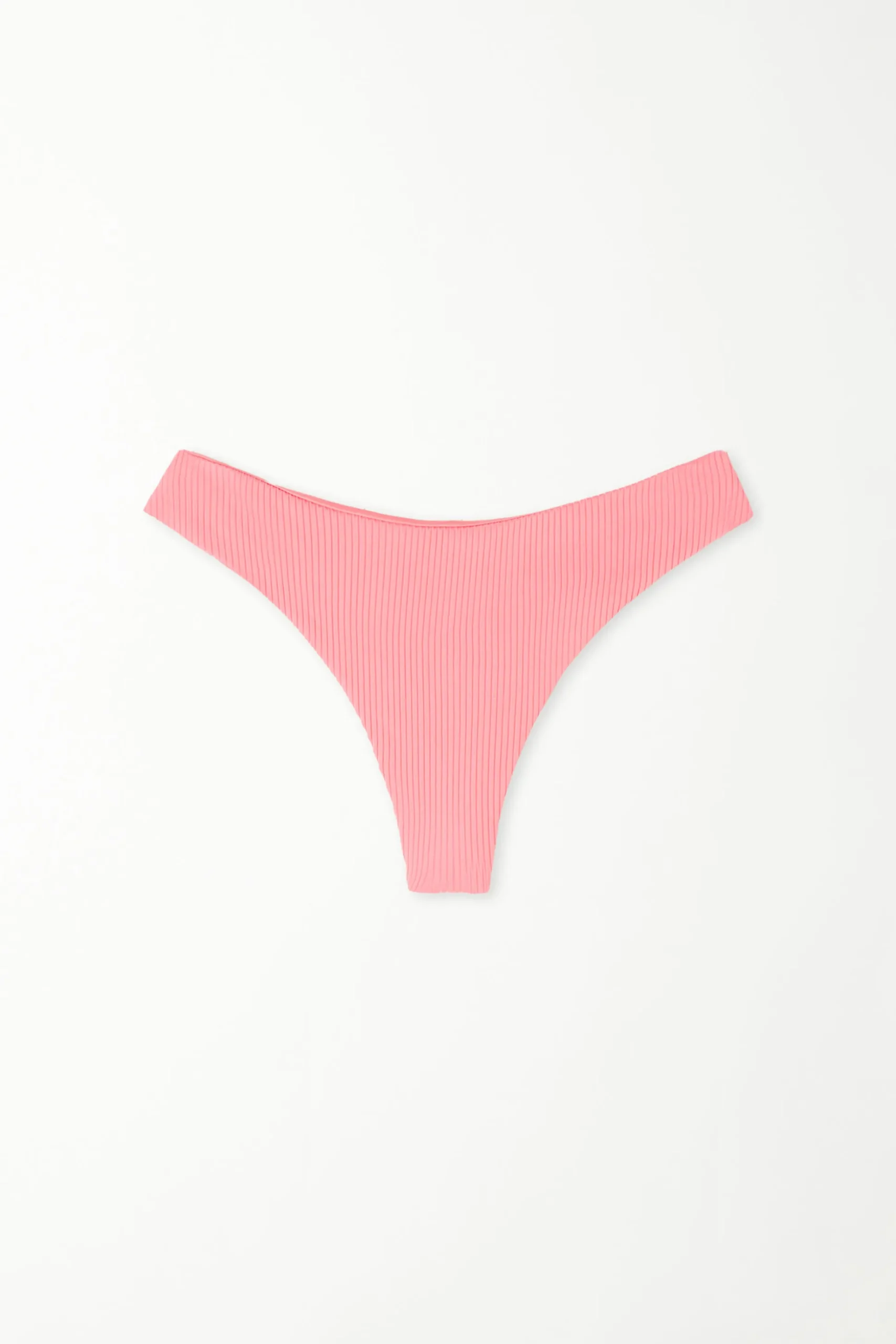 Ribbed Recycled Microfiber Rounded High Leg Brazilian Bikini Bottoms - Brazilian Cut - Women | Tezenis