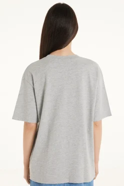 Ripped Cotton Crewneck T-Shirt - Short-Sleeved Tops - Women | Tezenis