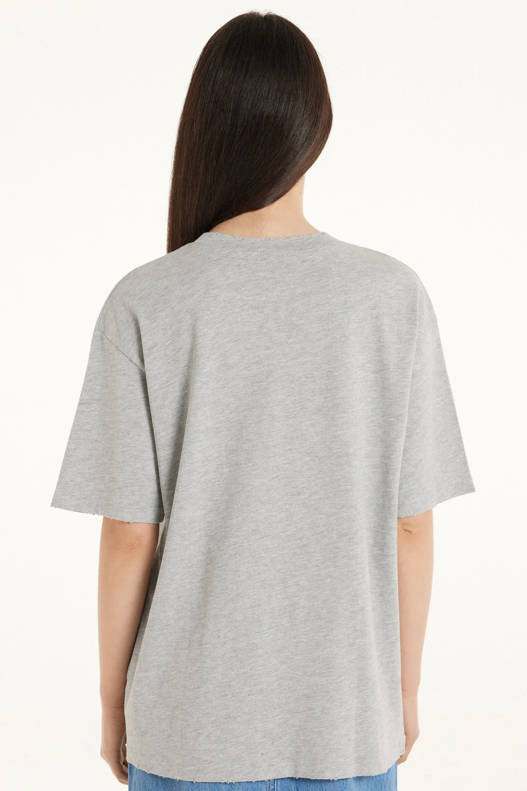 Ripped Cotton Crewneck T-Shirt - Short-Sleeved Tops - Women | Tezenis