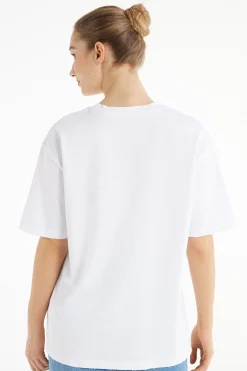 Ripped Cotton Crewneck T-Shirt - Short-Sleeved Tops - Women | Tezenis