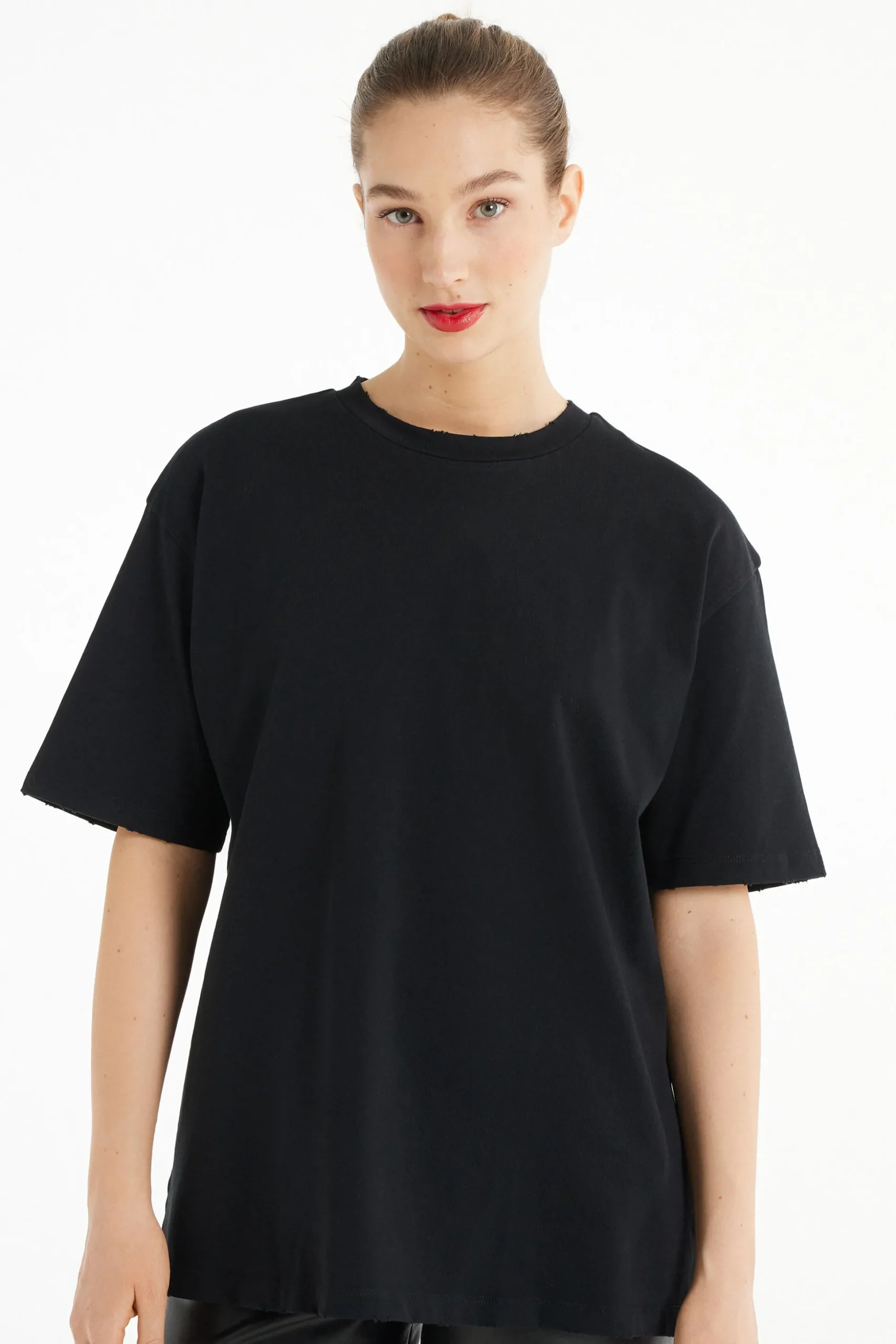 Ripped Cotton Crewneck T-Shirt - Short-Sleeved Tops - Women | Tezenis