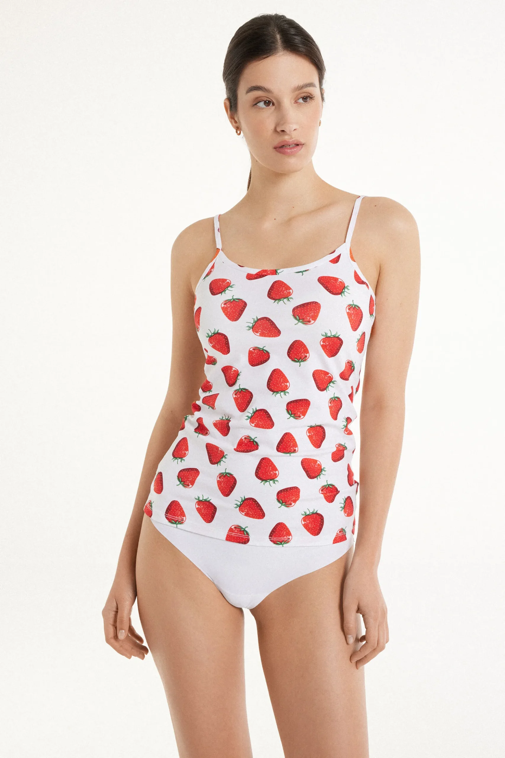 Round Neck Tank Top In Stretch Cotton - Tank Tops - Women | Tezenis