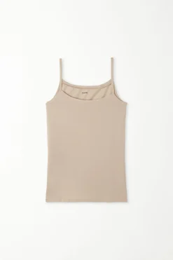 Round-Neck Stretch Cotton Tank Top - Tank Tops - Women | Tezenis
