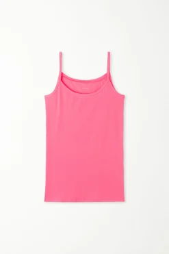 Round-Neck Stretch Cotton Tank Top - Tank Tops - Women | Tezenis