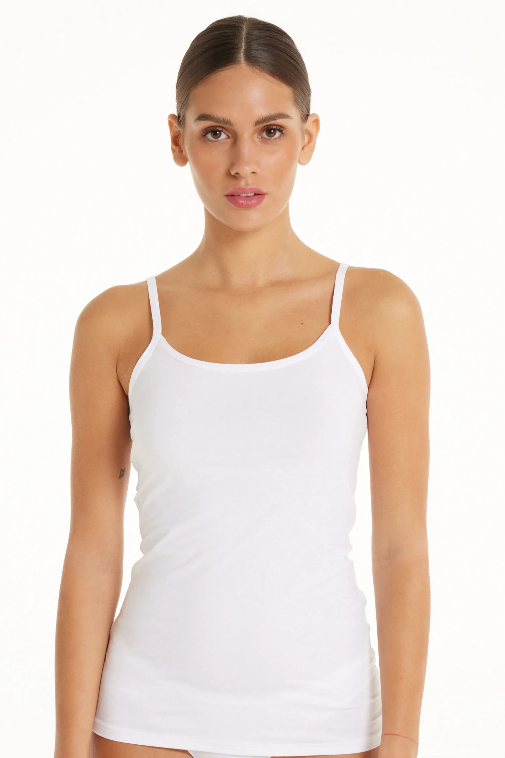 Round-Neck Stretch Cotton Tank Top - Tank Tops - Women | Tezenis