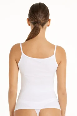 Round-Neck Stretch Cotton Tank Top - Tank Tops - Women | Tezenis