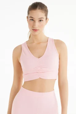 Ruched Soft Microfiber V-Neck Cropped Top - Tank Tops - Women | Tezenis