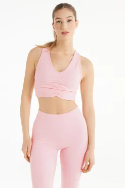 Ruched Soft Microfiber V-Neck Cropped Top - Tank Tops - Women | Tezenis