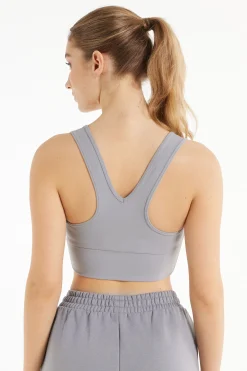 Ruched Soft Microfiber V-Neck Cropped Top - Tank Tops - Women | Tezenis