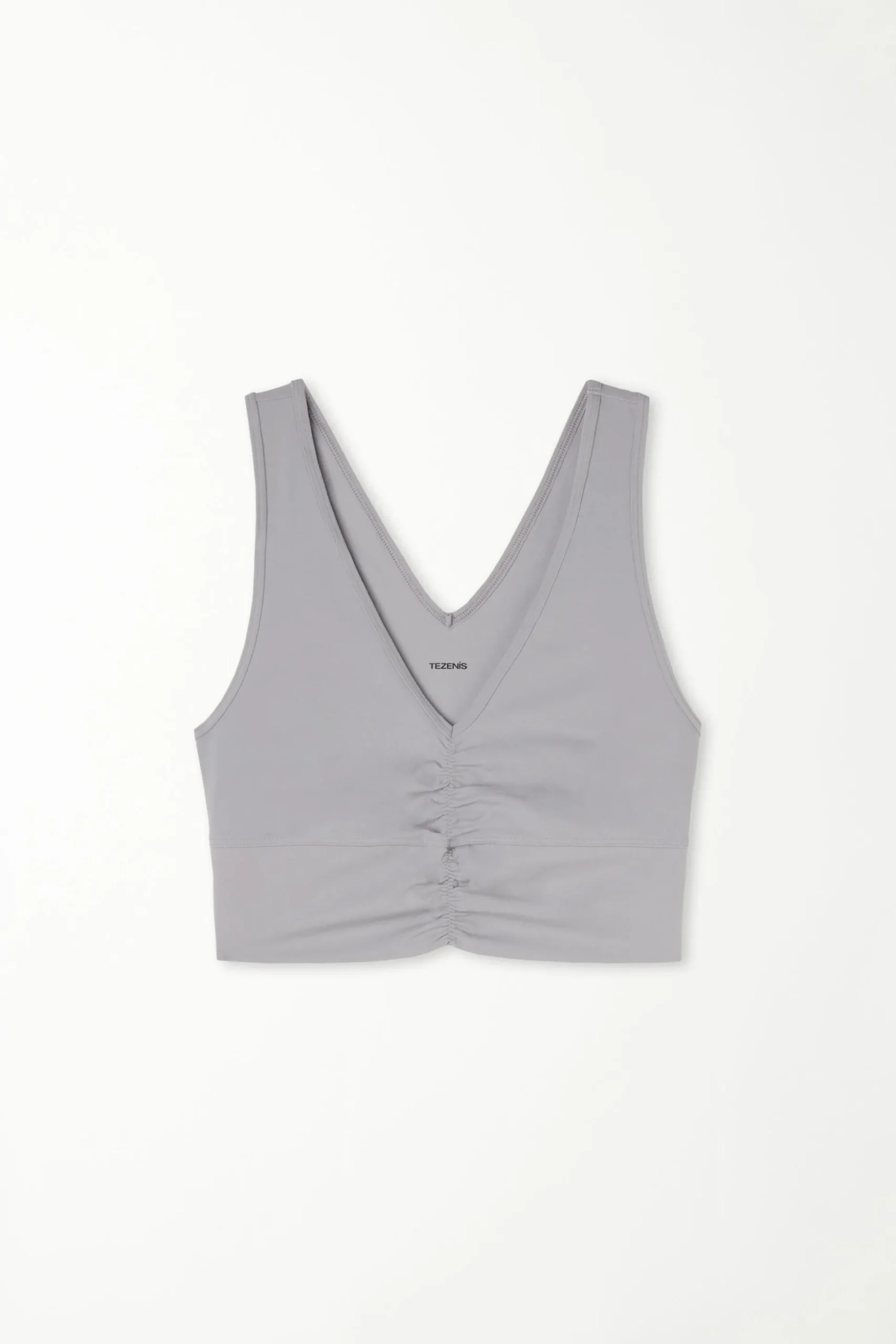 Ruched Soft Microfiber V-Neck Cropped Top - Tank Tops - Women | Tezenis