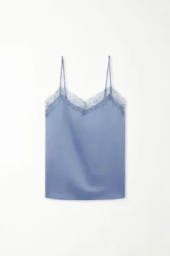 Satin And Lace Spaghetti Strap Tank Top - Pajama Sets - Women | Tezenis