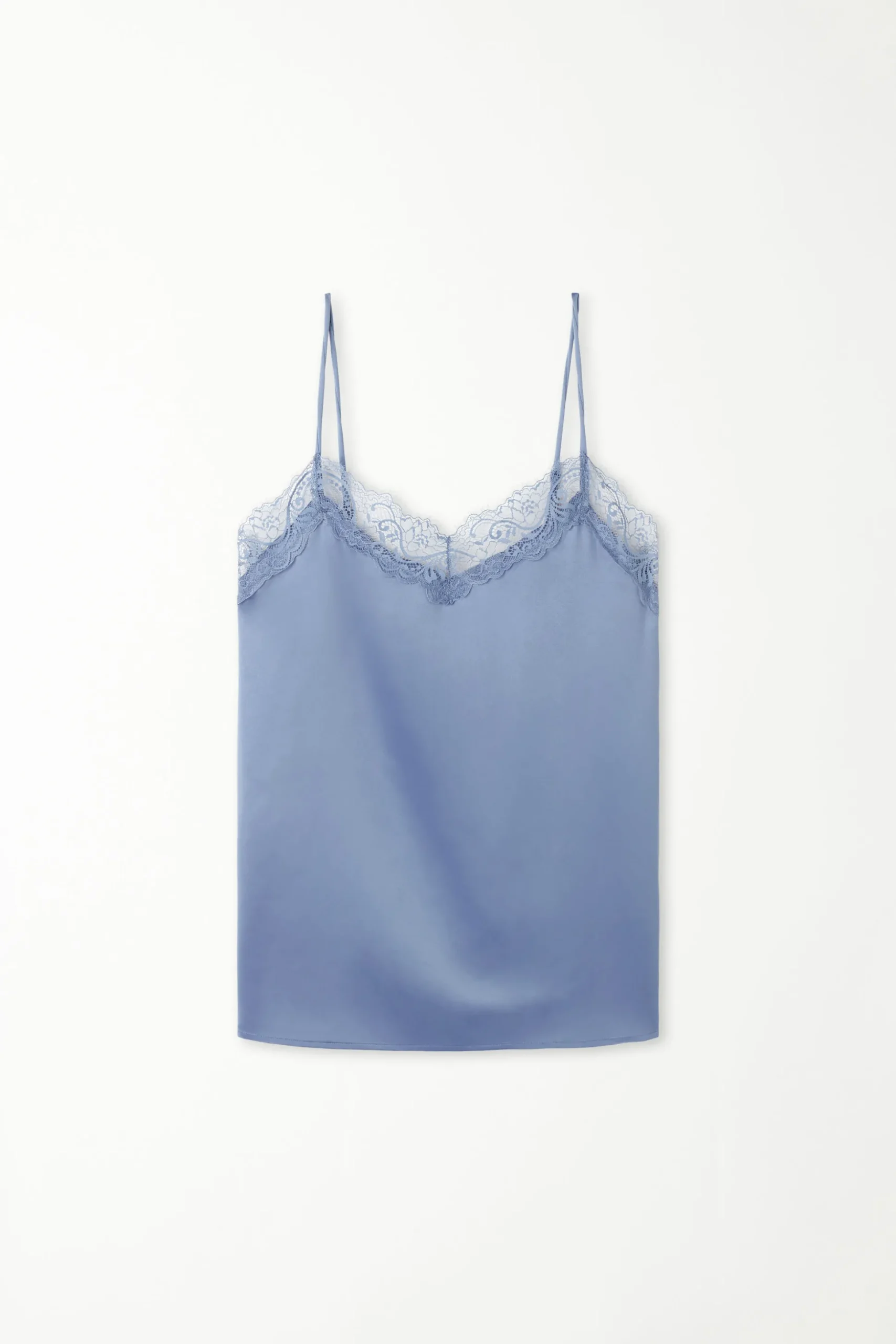 Satin And Lace Spaghetti Strap Tank Top - Pajama Sets - Women | Tezenis
