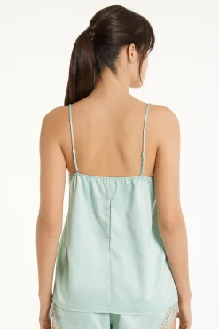 Satin And Lace Spaghetti Strap Tank Top - Pajama Sets - Women | Tezenis