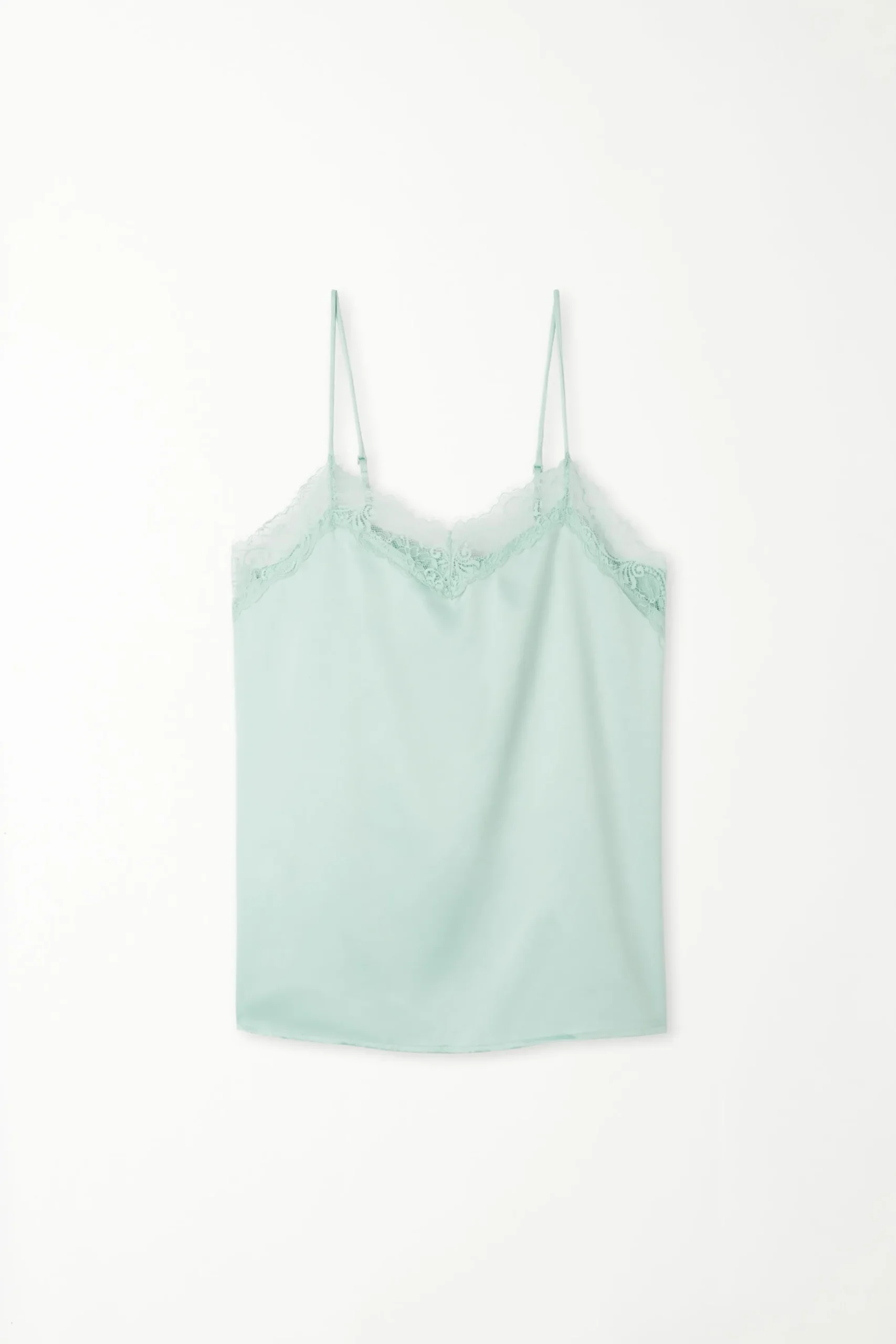 Satin And Lace Spaghetti Strap Tank Top - Pajama Sets - Women | Tezenis