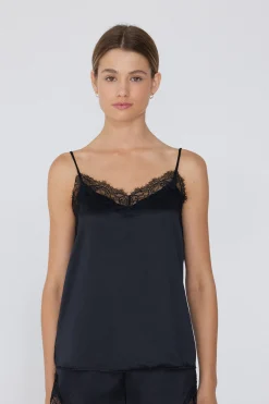 Satin And Lace Spaghetti Strap Tank Top - Pajama Sets - Women | Tezenis
