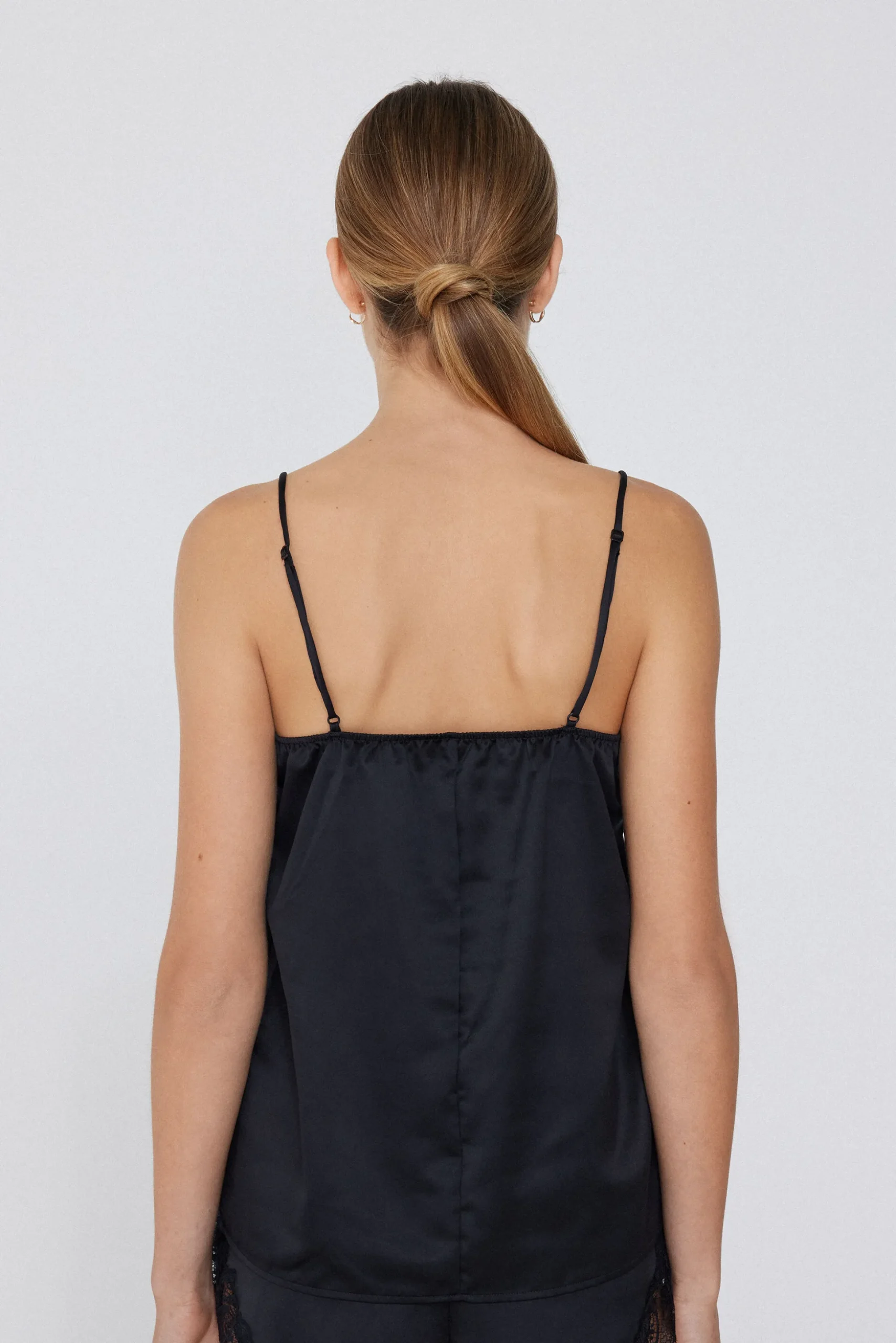 Satin And Lace Spaghetti Strap Tank Top - Pajama Sets - Women | Tezenis