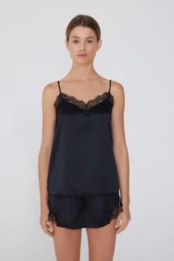 Satin And Lace Spaghetti Strap Tank Top - Pajama Sets - Women | Tezenis