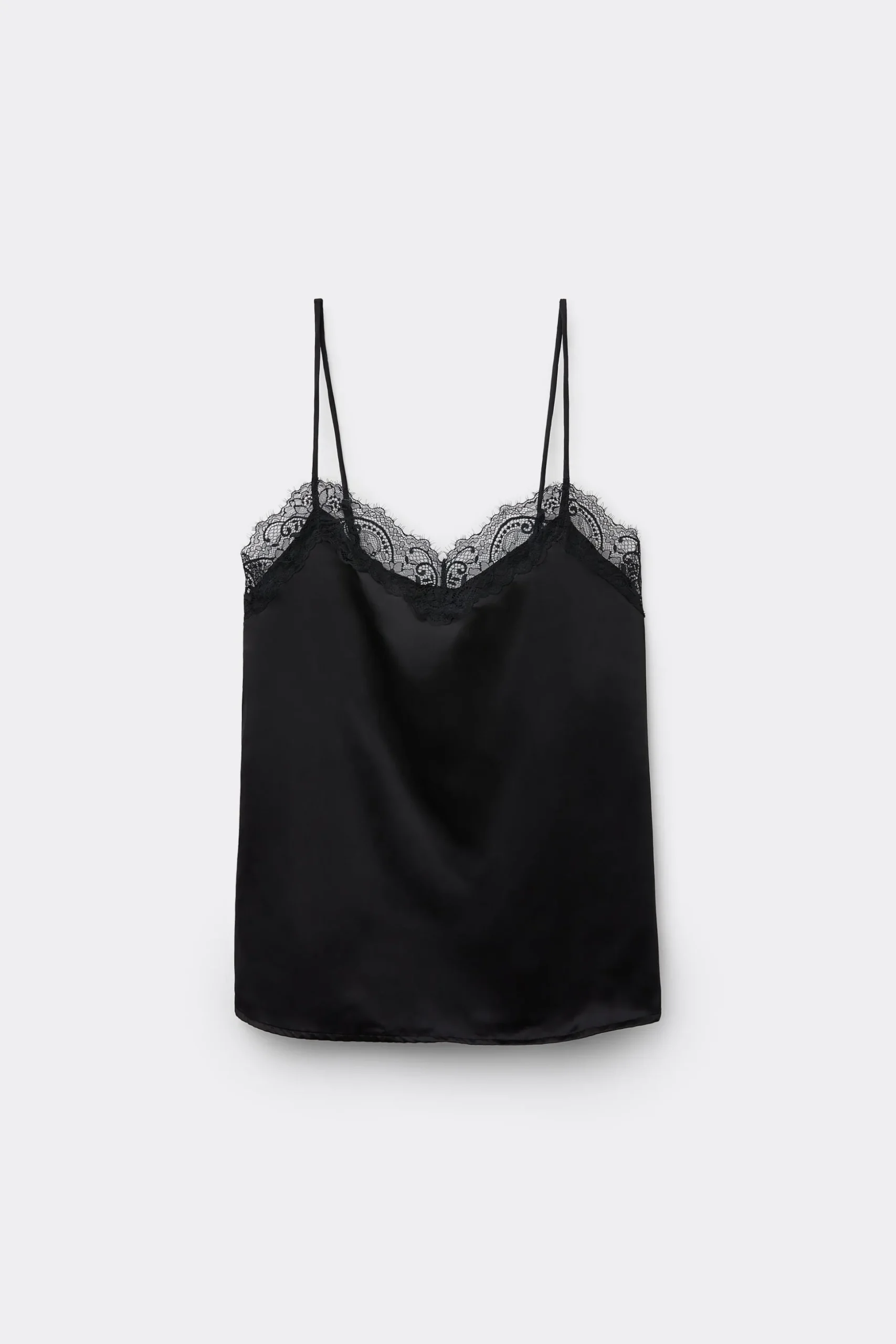 Satin And Lace Spaghetti Strap Tank Top - Pajama Sets - Women | Tezenis