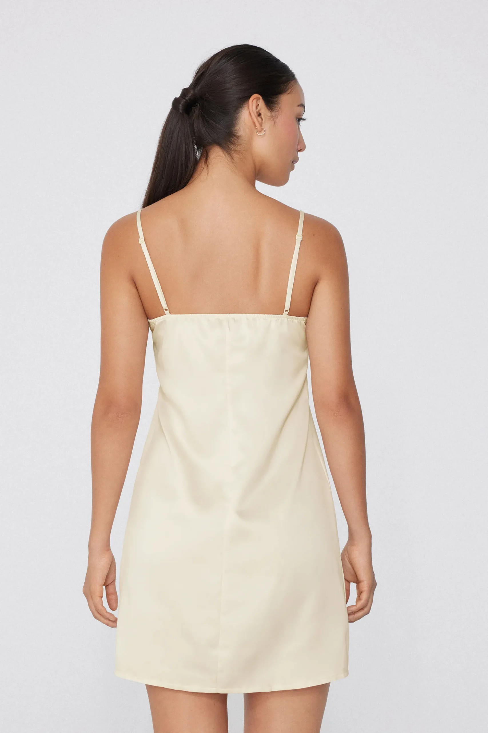 Satin And Lace Spaghetti Strap Slip With Slit - Slips - Women | Tezenis