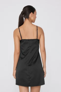Satin And Lace Spaghetti Strap Slip With Slit - Slips - Women | Tezenis