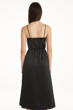 Satin And Lace Thin Strap Midi Dress - Dresses And Jumpsuits - Women | Tezenis